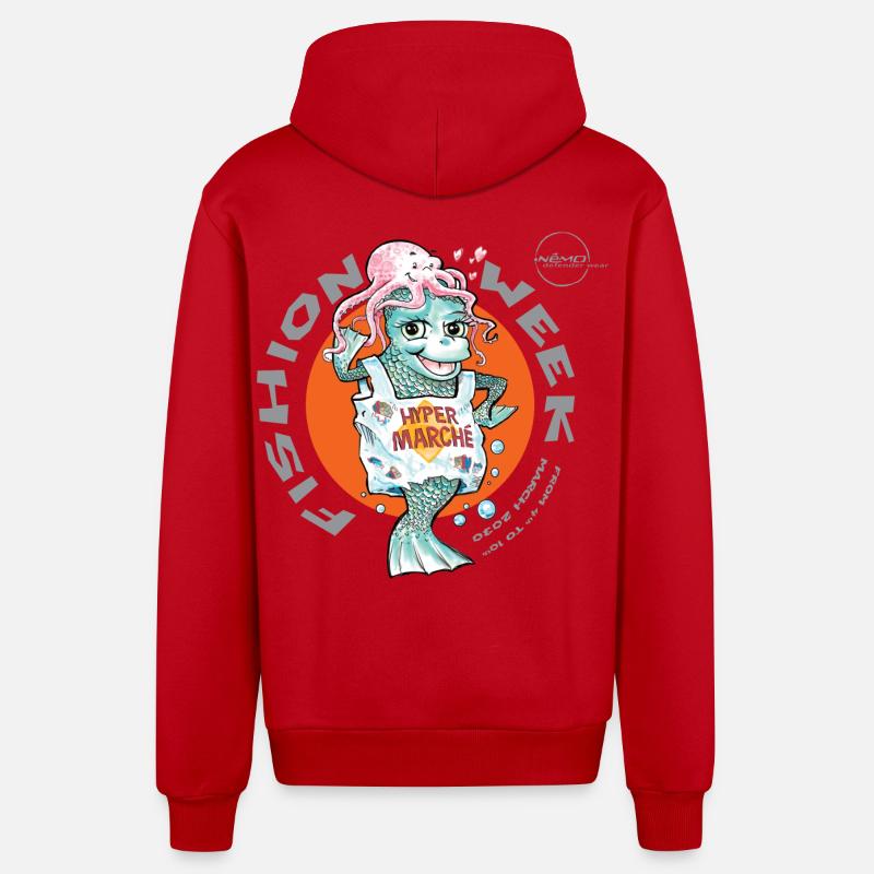 Fishion Week by .Némo - Veste à capuche bio décontractée fabriquée en UE - rouge