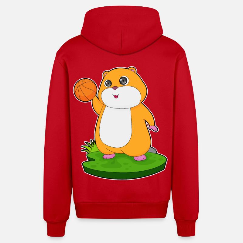 Hamster Basketteur Basketteur - Veste à capuche bio décontractée fabriquée en UE - rouge