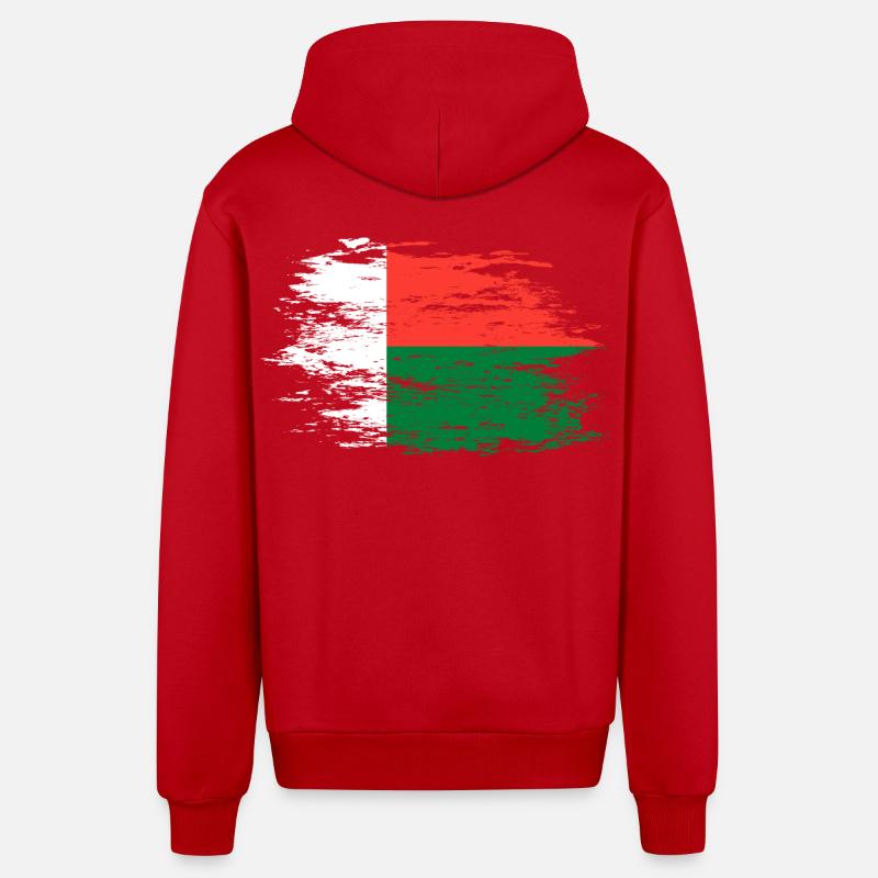 Drapeau de Madagascar utilisé - Veste à capuche bio décontractée fabriquée en UE - rouge