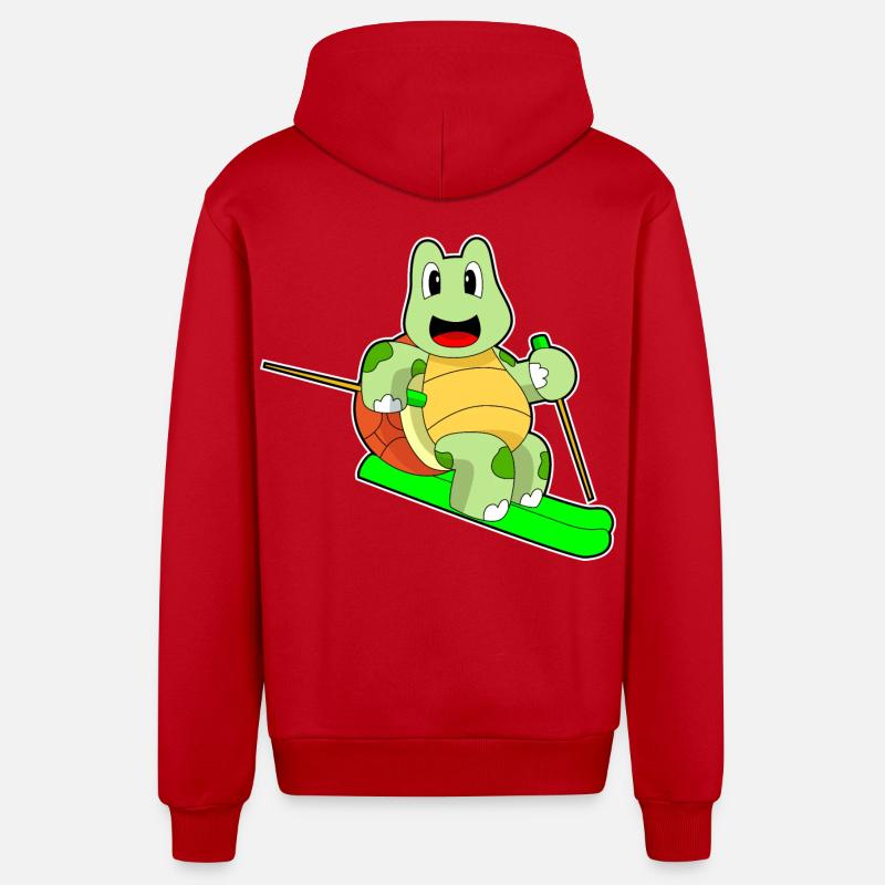 Turtle Skier Ski - Veste à capuche bio décontractée fabriquée en UE - rouge