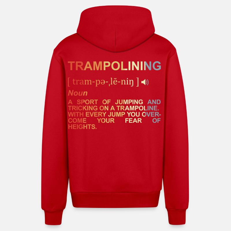 Définition du saut de trampoline - Veste à capuche bio décontractée fabriquée en UE - rouge