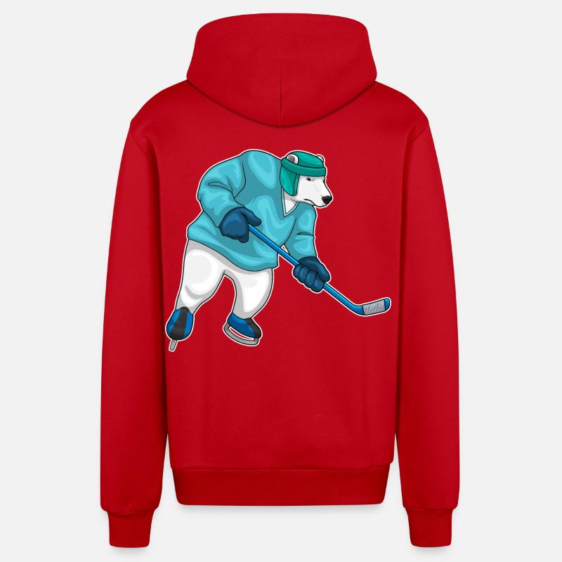 Eisbär Eishockey Eishockeyschläger - Organic Relaxed Kapuzenjacke Made in EU - Rot