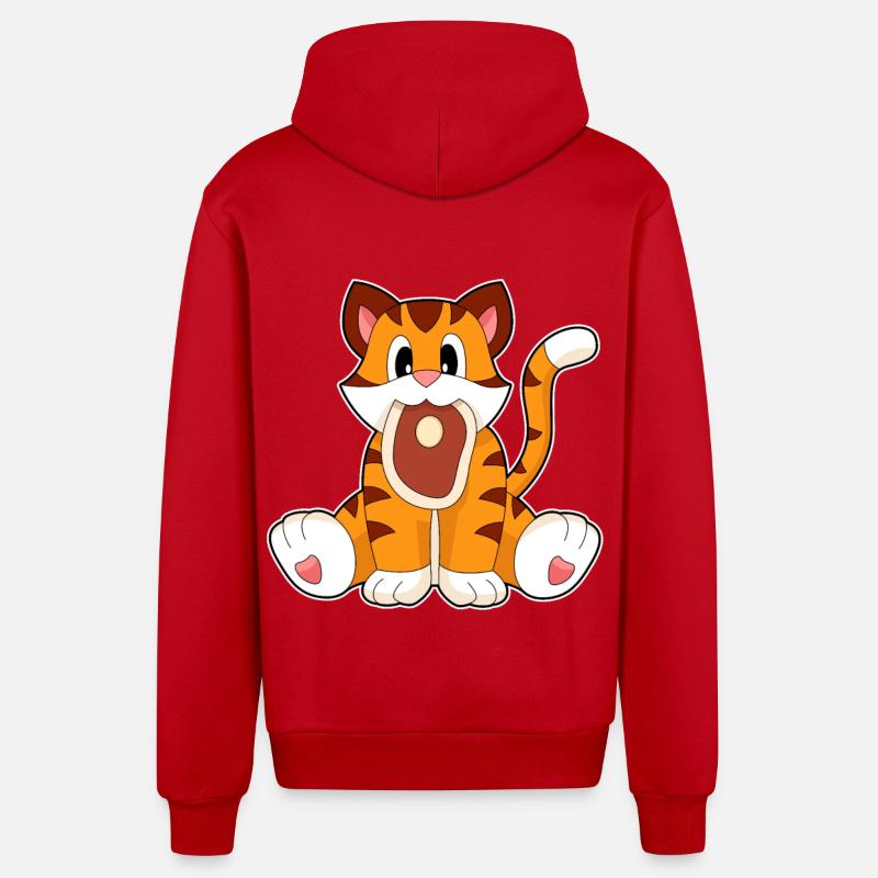 Tiger Fleisch - Organic Relaxed Kapuzenjacke Made in EU - Rot