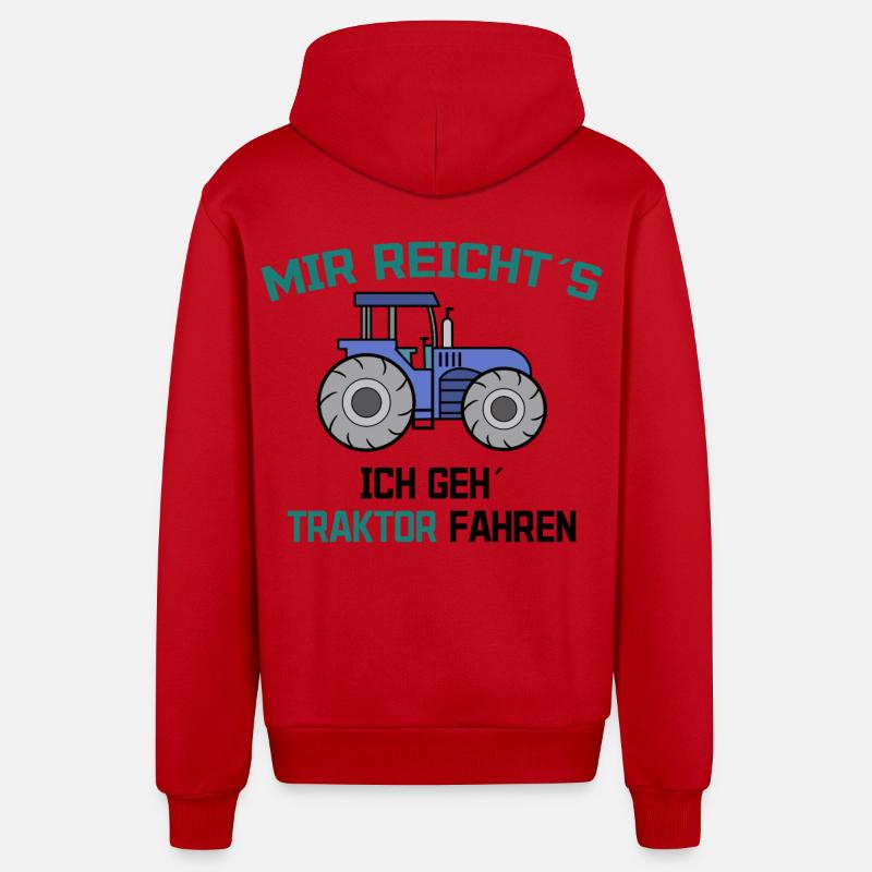Traktor Statement Bauer Ackerbau Kraftfahrzeug - Organic Relaxed Kapuzenjacke Made in EU - Rot
