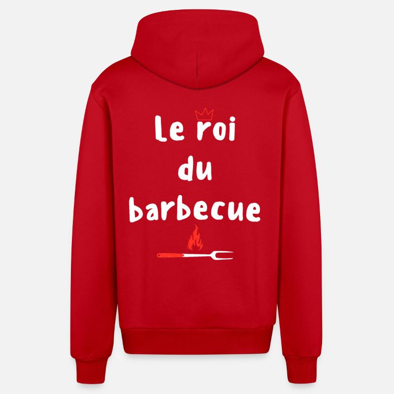Le roi du barbecue - Veste à capuche bio décontractée fabriquée en UE - rouge