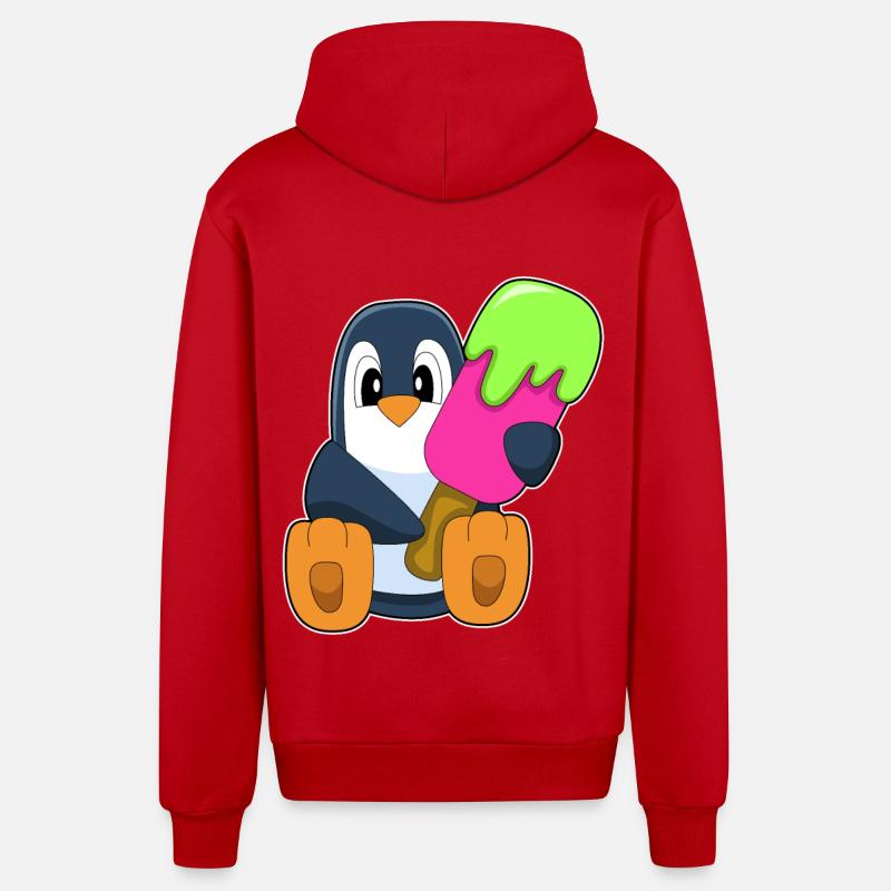 Popsicle pingouin - Veste à capuche bio décontractée fabriquée en UE - rouge
