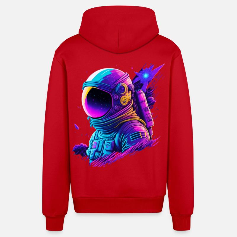 Synthwave Astronaute Space Explorer - Veste à capuche bio décontractée fabriquée en UE - rouge
