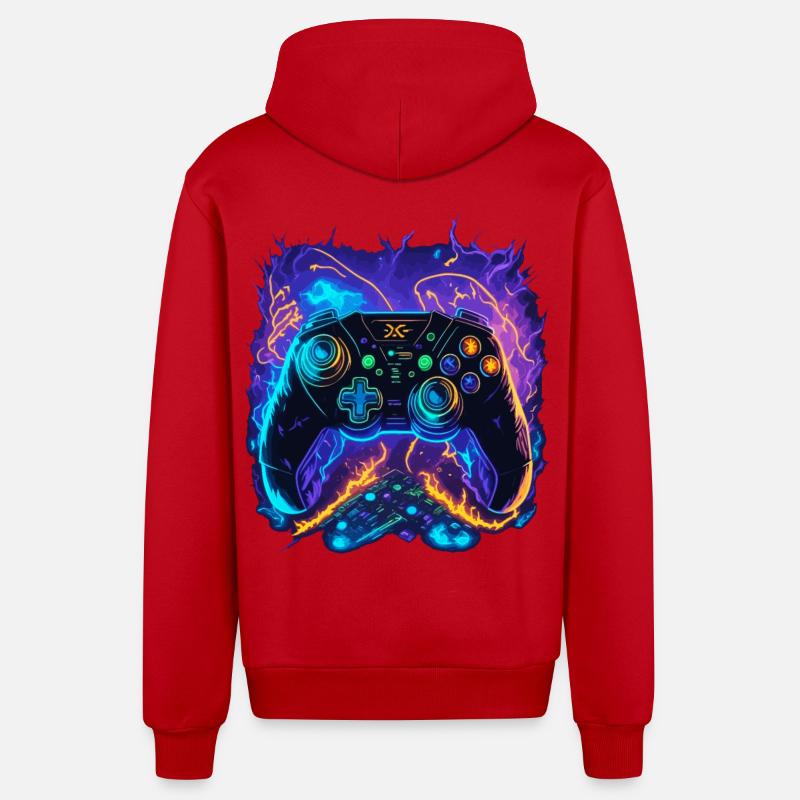 Powerful Gaming Controller Art - Organic Relaxed Kapuzenjacke Made in EU - Rot