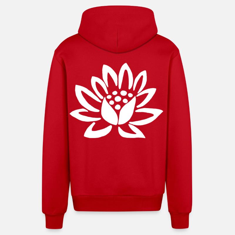 Lotus blanc et la nature - Veste à capuche bio décontractée fabriquée en UE - rouge