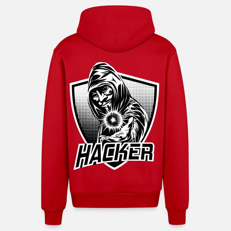 HACKER - Veste à capuche bio décontractée fabriquée en UE - rouge