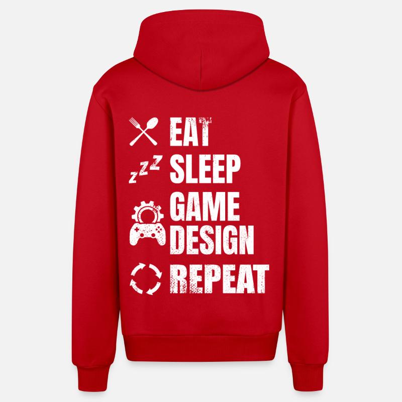 Routine du concepteur de jeu - Veste à capuche bio décontractée fabriquée en UE - rouge