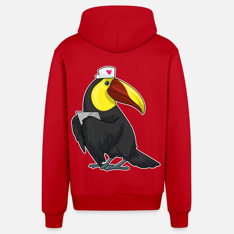 Bloc-notes de Toucan Nurse - Veste à capuche bio décontractée fabriquée en UE - rouge