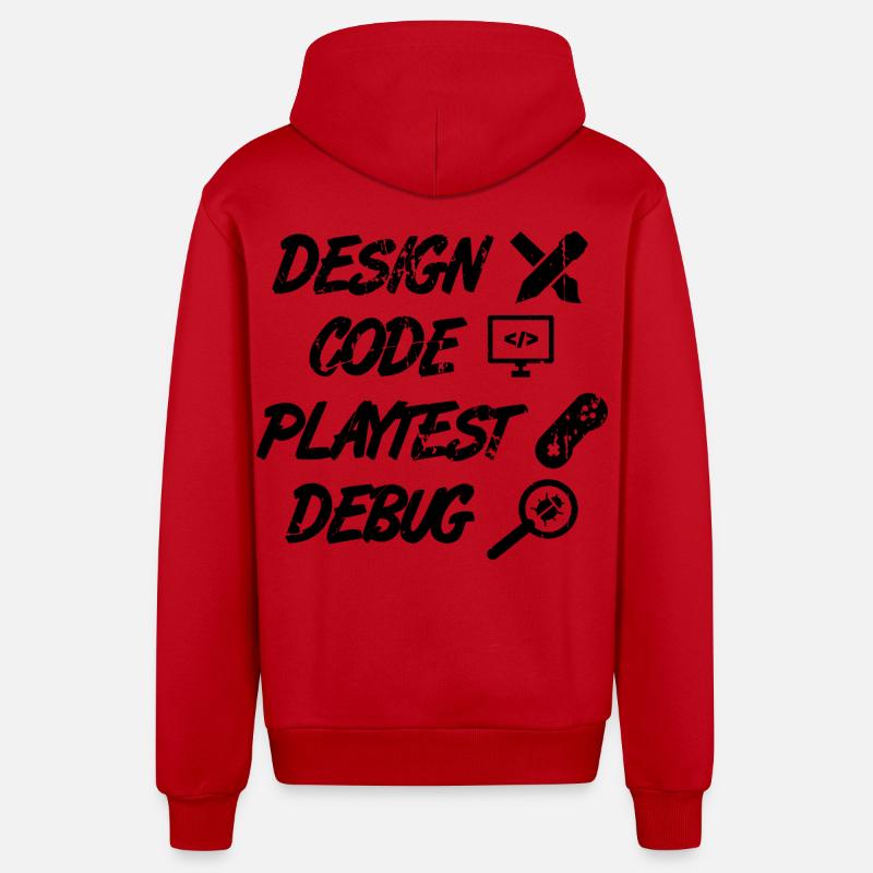 Design Code Playtest Debug - Organic Relaxed Hooded Jacket Made in EU - red