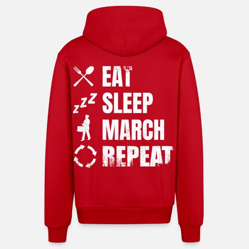 Routine quotidienne du batteur - Veste à capuche bio décontractée fabriquée en UE - rouge