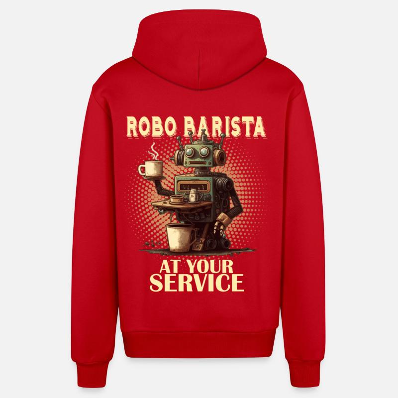 Robobarista Robot de cuisson de café - Veste à capuche bio décontractée fabriquée en UE - rouge