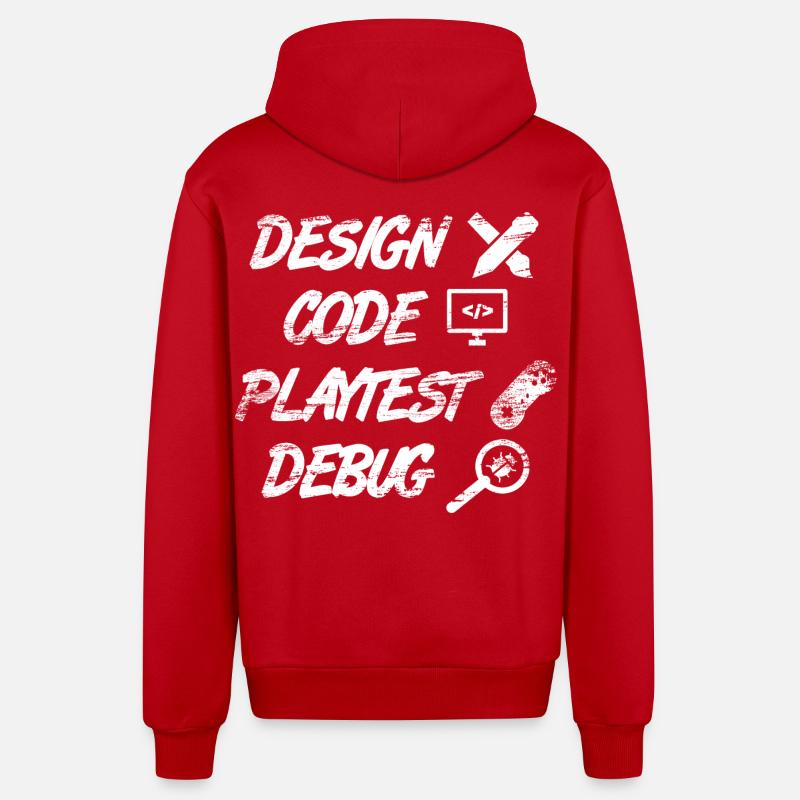 Programmation de jeux - Veste à capuche bio décontractée fabriquée en UE - rouge