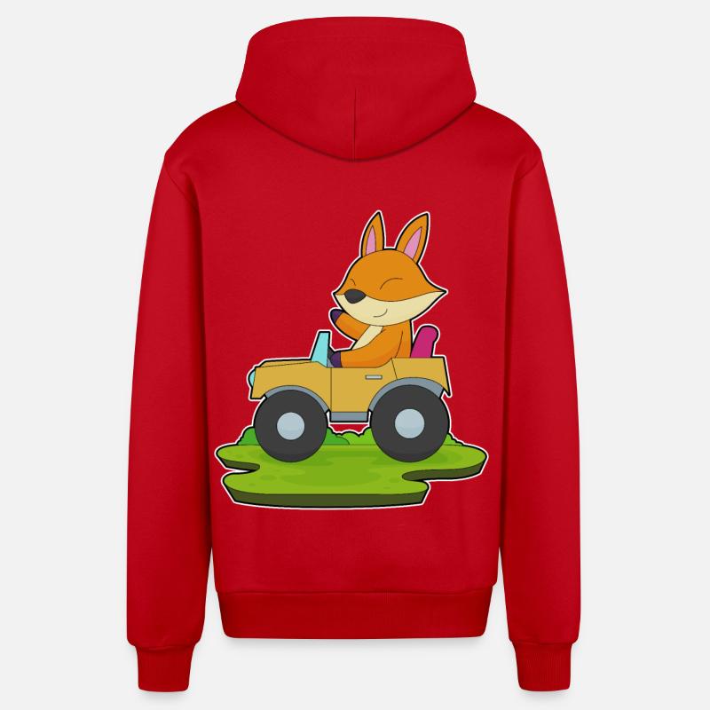 Fuchs Auto - Veste à capuche bio décontractée fabriquée en UE - rouge