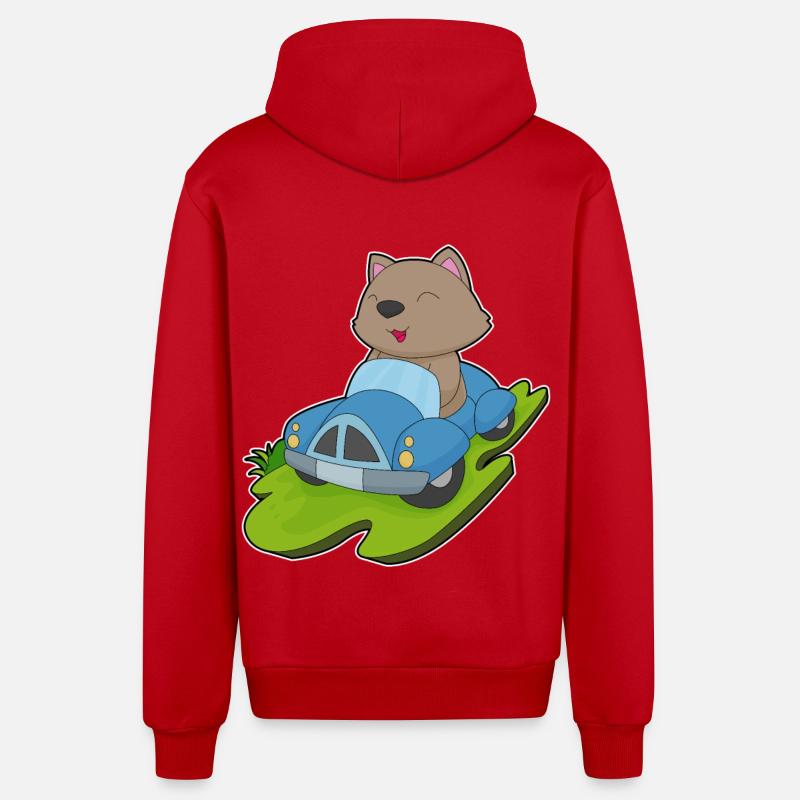 Voiture de chat - Veste à capuche bio décontractée fabriquée en UE - rouge