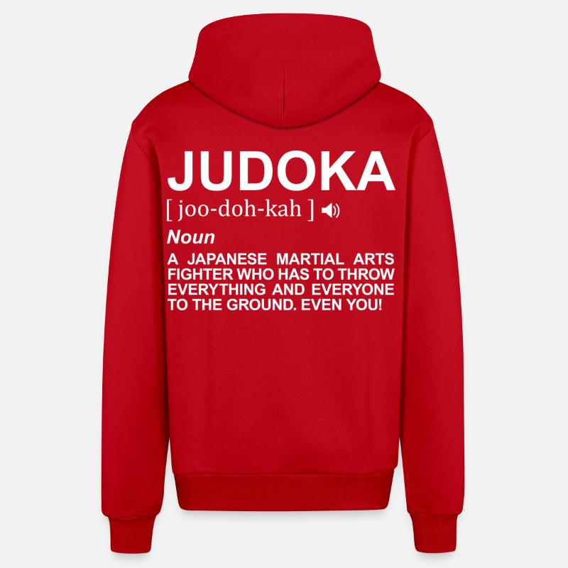 Signification du judoka - Veste à capuche bio décontractée fabriquée en UE - rouge
