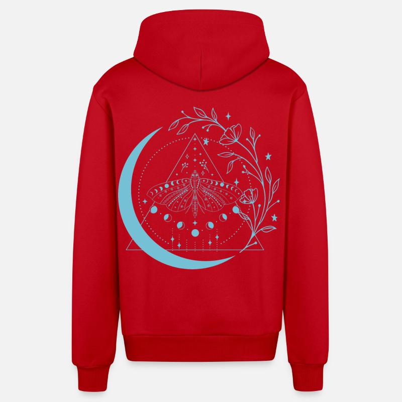 Fleurs de lune de mite - Veste à capuche bio décontractée fabriquée en UE - rouge