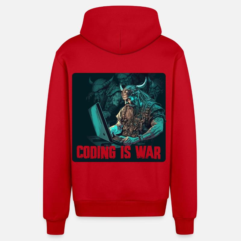 Programmier Wikinger - Organic Relaxed Kapuzenjacke Made in EU - Rot