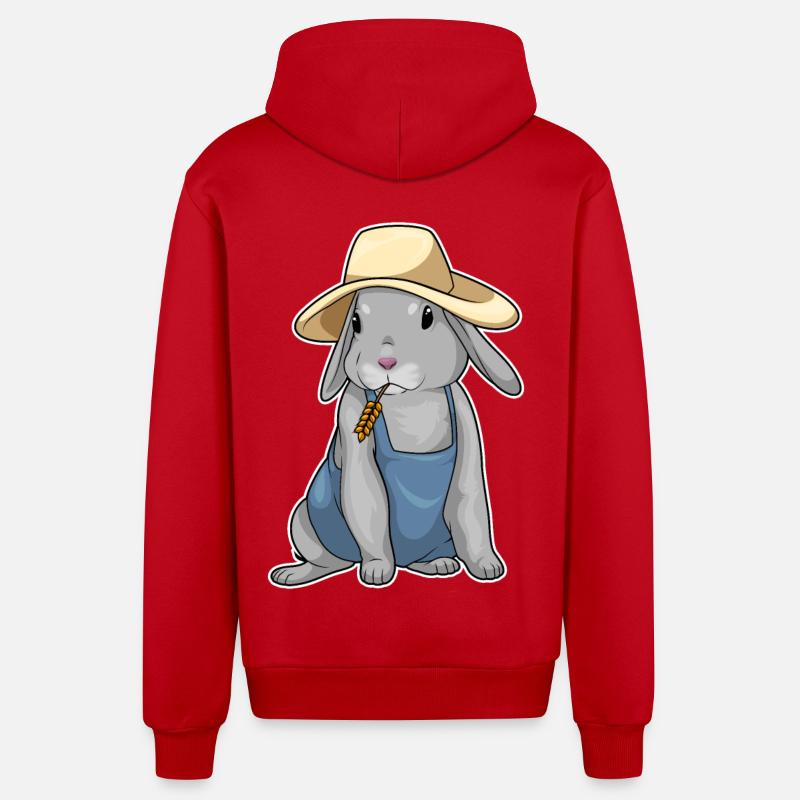 Blé éleveur de lapins - Veste à capuche bio décontractée fabriquée en UE - rouge