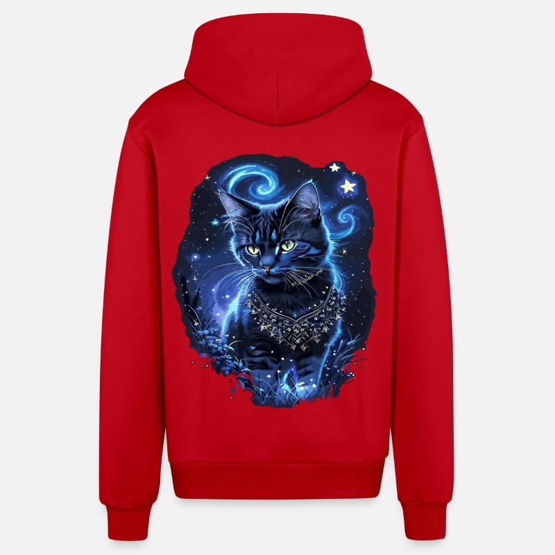 Chat noir enchanteur - Veste à capuche bio décontractée fabriquée en UE - rouge