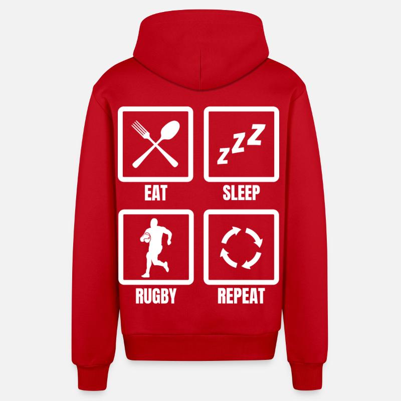 Manger dormir Rugby Répéter - Veste à capuche bio décontractée fabriquée en UE - rouge