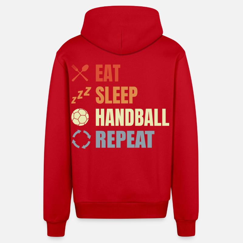 Manger dormir Handball Répéter - Veste à capuche bio décontractée fabriquée en UE - rouge