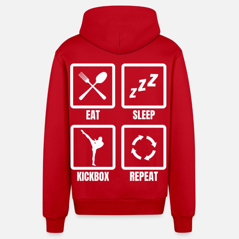 Manger du sommeil Kickbox Répéter - Veste à capuche bio décontractée fabriquée en UE - rouge