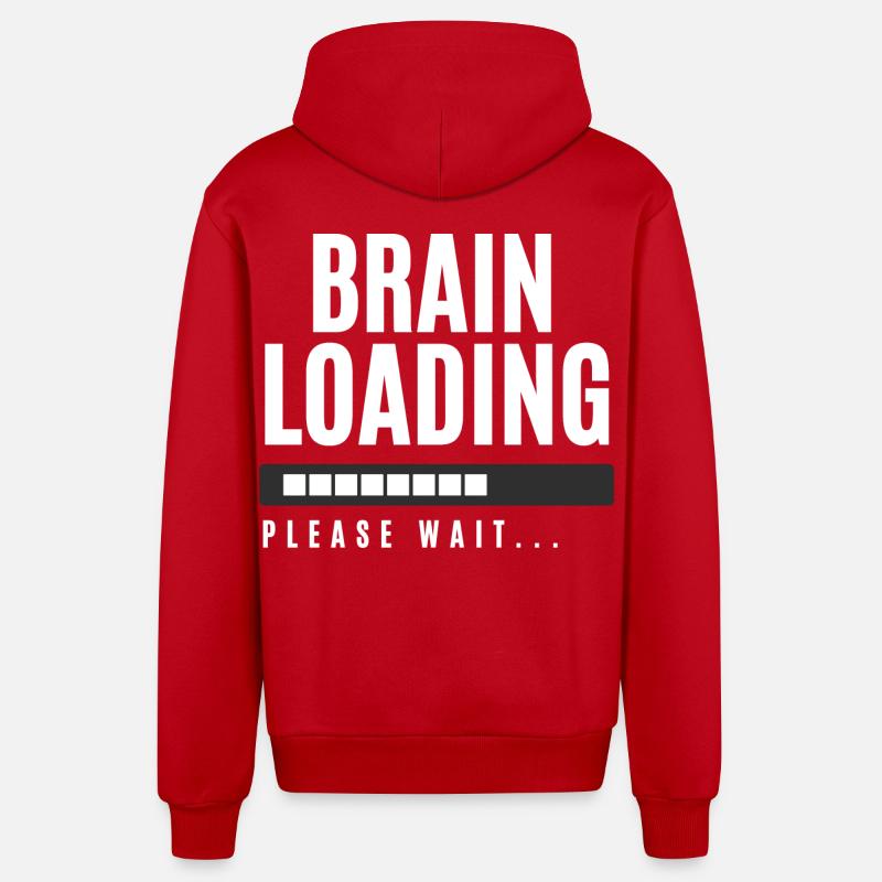Brain Loading Please Wait - Organic Relaxed Hooded Jacket Made in EU - red