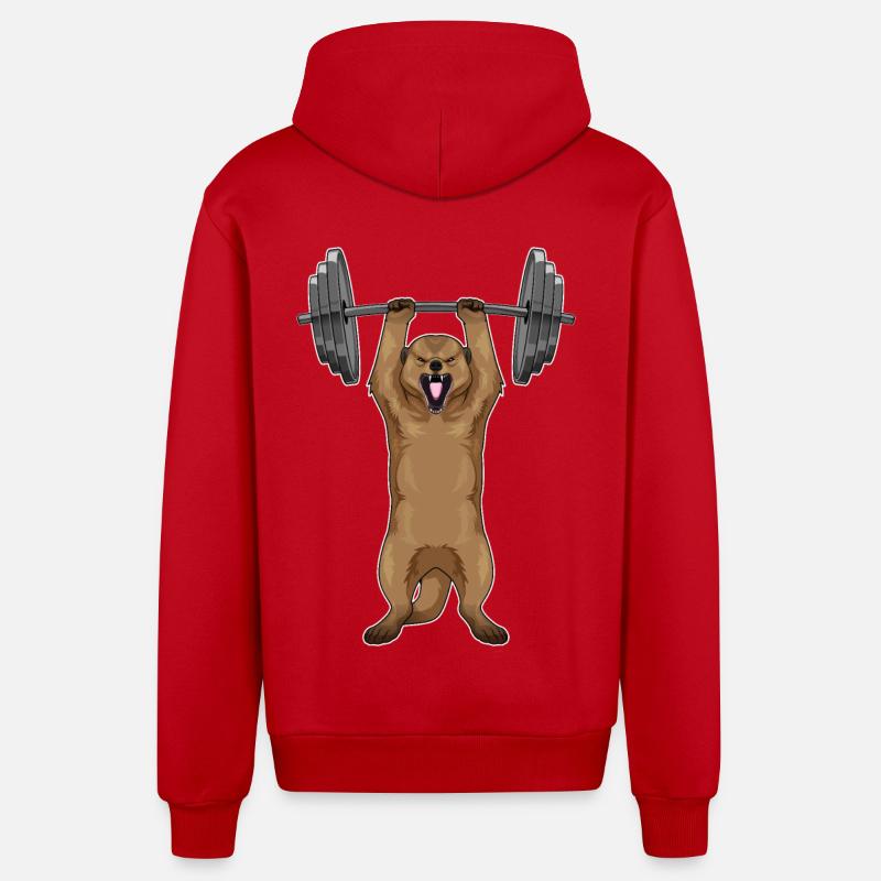 Suricate Bodybuilding Barbell - Veste à capuche bio décontractée fabriquée en UE - rouge