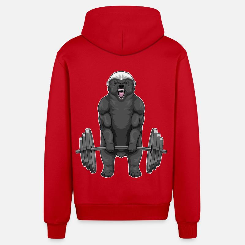 Barre de culturisme Badger - Veste à capuche bio décontractée fabriquée en UE - rouge