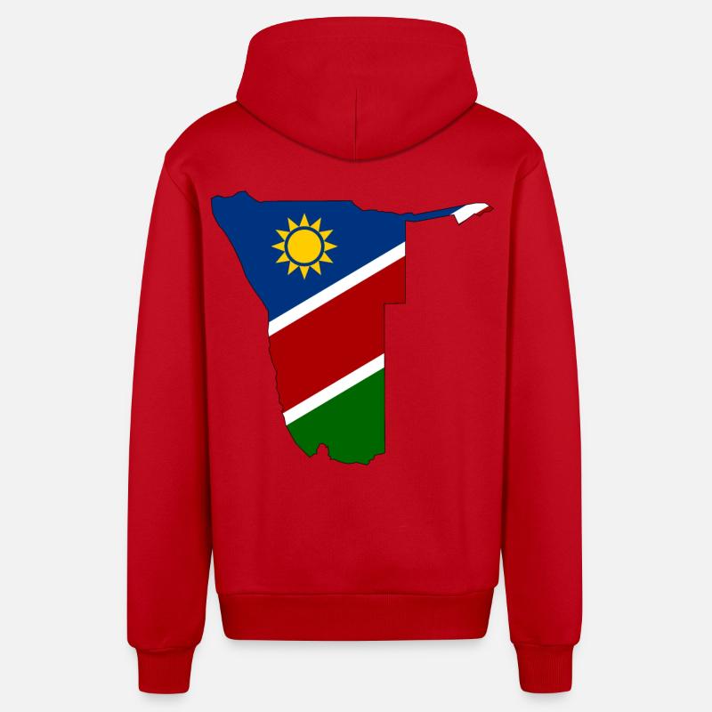 Namibia flag map - Organic Relaxed Hooded Jacket Made in EU - red
