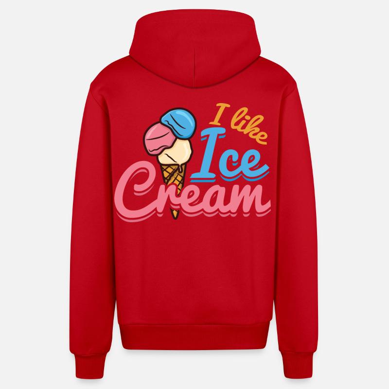 Amour de la crème glacée - Veste à capuche bio décontractée fabriquée en UE - rouge