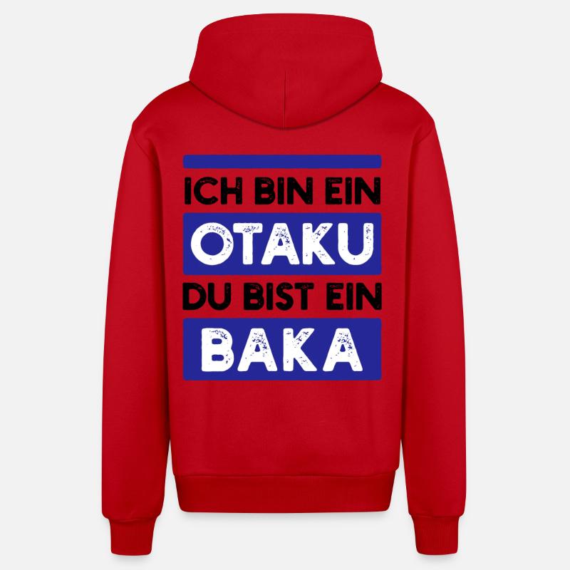 Déclaration japonaise Manga Comic Anime Animation - Veste à capuche bio décontractée fabriquée en UE - rouge