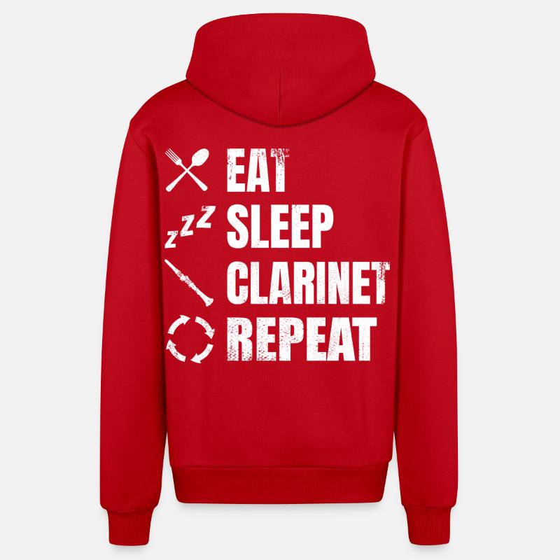 Klarinette Routine - Organic Relaxed Kapuzenjacke Made in EU - Rot