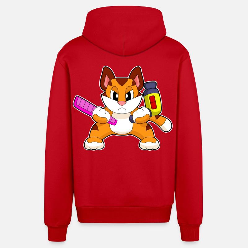 Tiger Coiffeur Peigne Sèche-cheveux - Veste à capuche bio décontractée fabriquée en UE - rouge