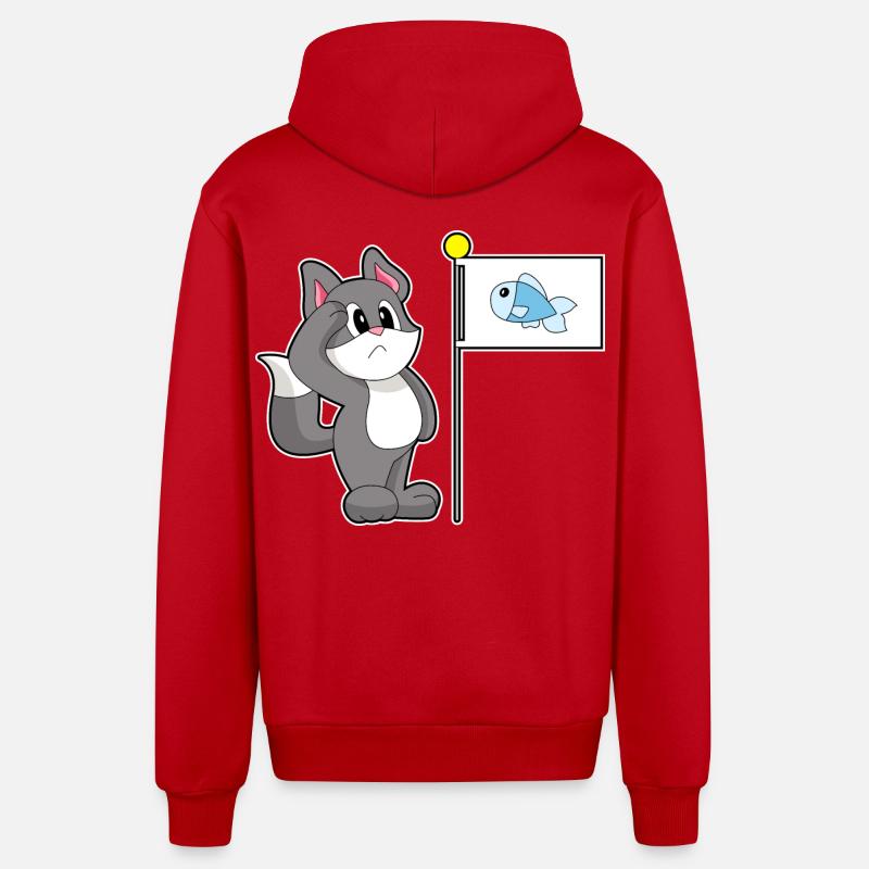 Drapeau de chat - Veste à capuche bio décontractée fabriquée en UE - rouge