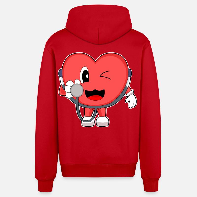 Stéthoscopes cardiologues - Veste à capuche bio décontractée fabriquée en UE - rouge