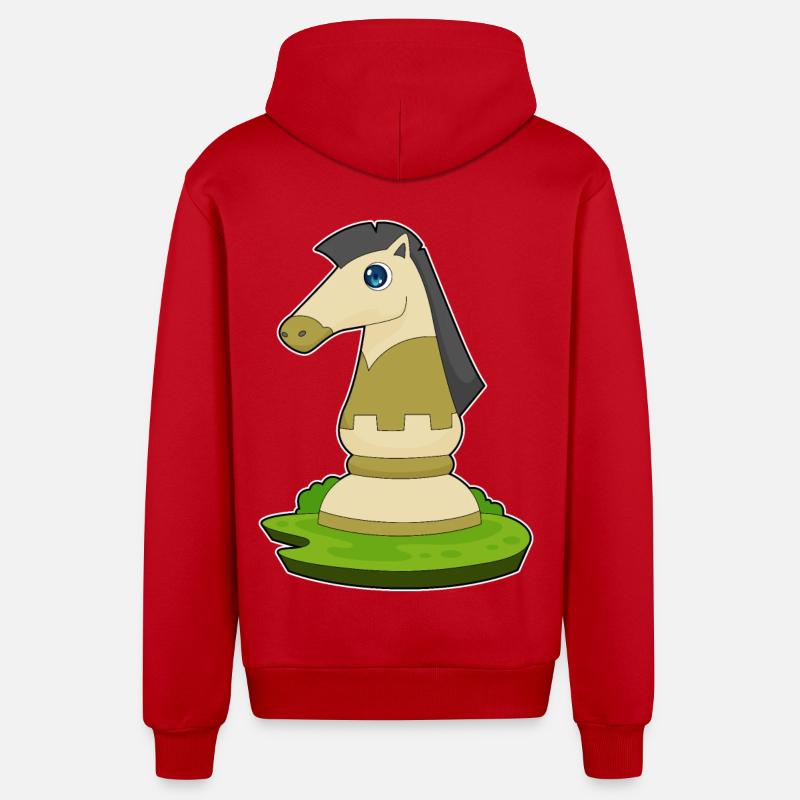 Pièce d’échecs Knight Chess - Veste à capuche bio décontractée fabriquée en UE - rouge