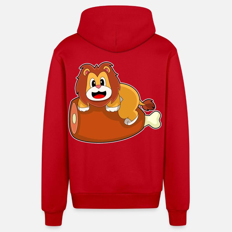 Löwe Fleisch - Organic Relaxed Kapuzenjacke Made in EU - Rot