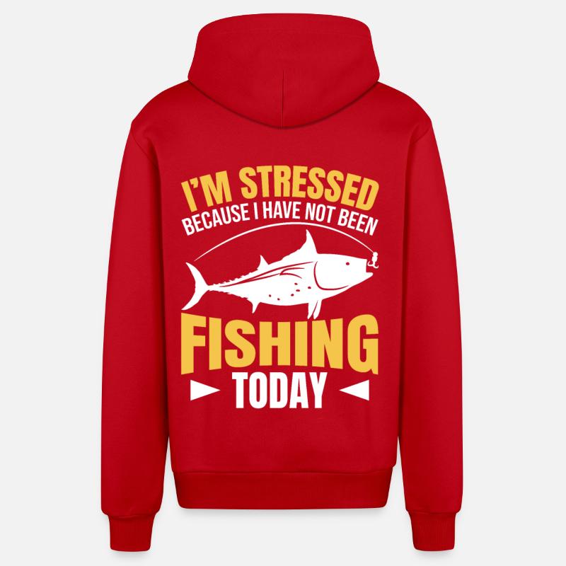 Motivation à la pêche - Veste à capuche bio décontractée fabriquée en UE - rouge