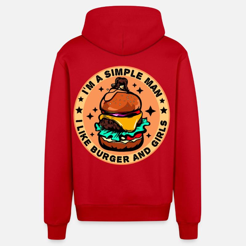 Burger Cheeseburger liebe - einfacher Mann - Organic Relaxed Kapuzenjacke Made in EU - Rot