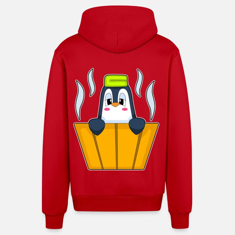 Baignoire pingouin - Veste à capuche bio décontractée fabriquée en UE - rouge