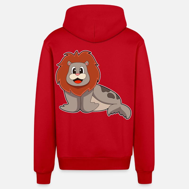 Lion de phoque - Veste à capuche bio décontractée fabriquée en UE - rouge