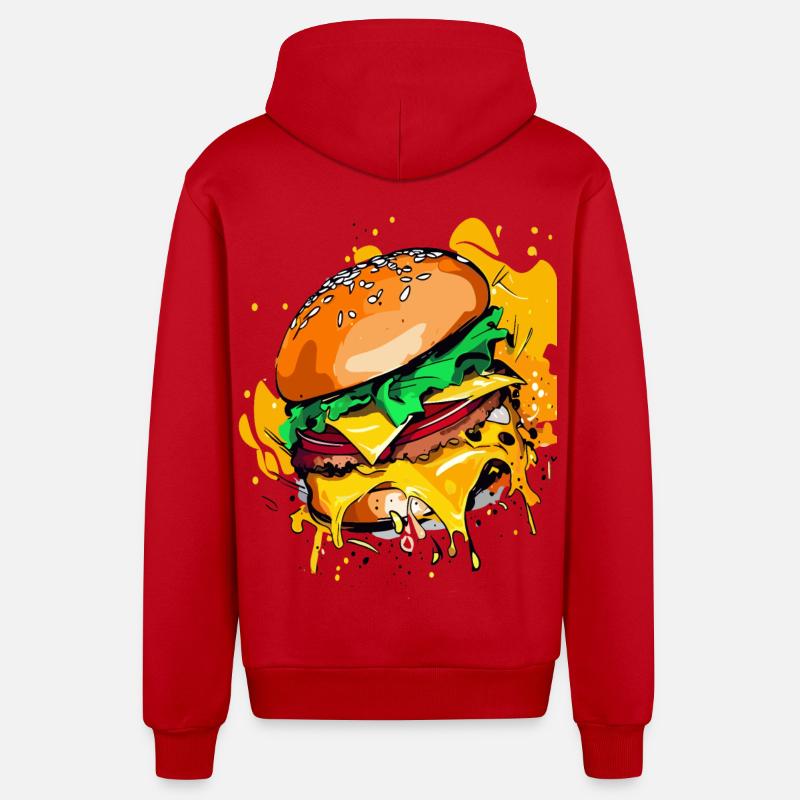 Burger au fromage supplémentaire Cheeseburge - Veste à capuche bio décontractée fabriquée en UE - rouge