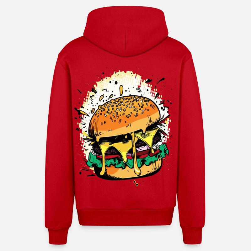 Cheeseburger Comic Burger - Organic Relaxed Kapuzenjacke Made in EU - Rot