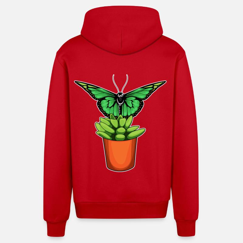 Fleur de pot de fleurs papillon - Veste à capuche bio décontractée fabriquée en UE - rouge