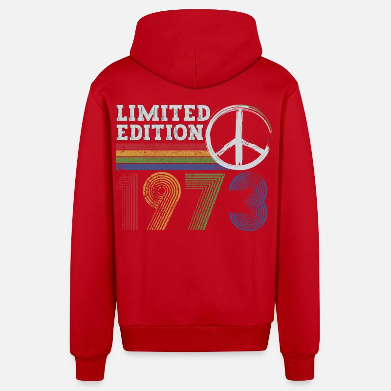 Edition Limitée Peace 1973 Rétro - Veste à capuche bio décontractée fabriquée en UE - rouge
